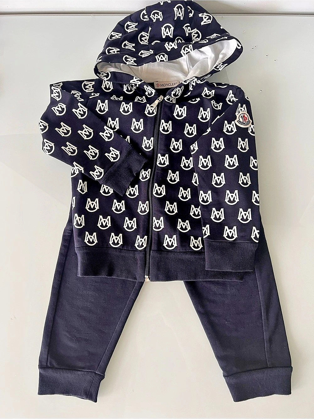 Moncler Toddler Matching Tracksuit Set – Zip-Up Hoodie & Pants – 18-24 Months
